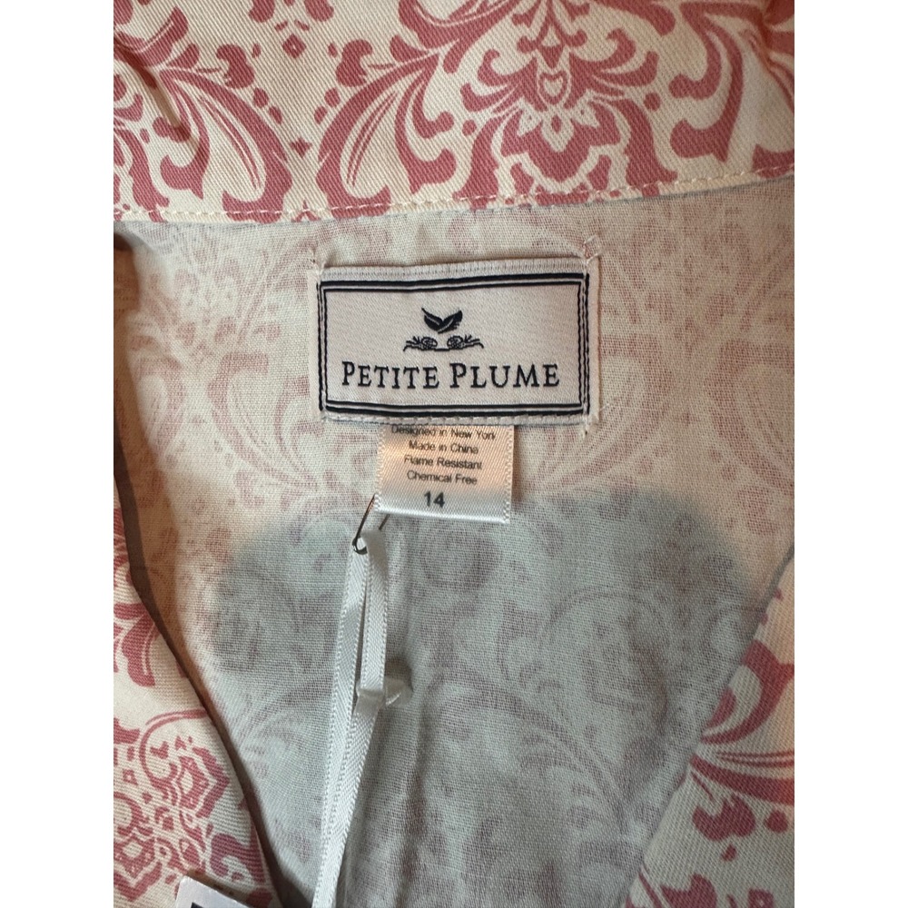 Petite Plume 14 Vintage Rose Flaw Pajama Set Pink White Damask Cotton Blend NWT - Picture 6 of 7